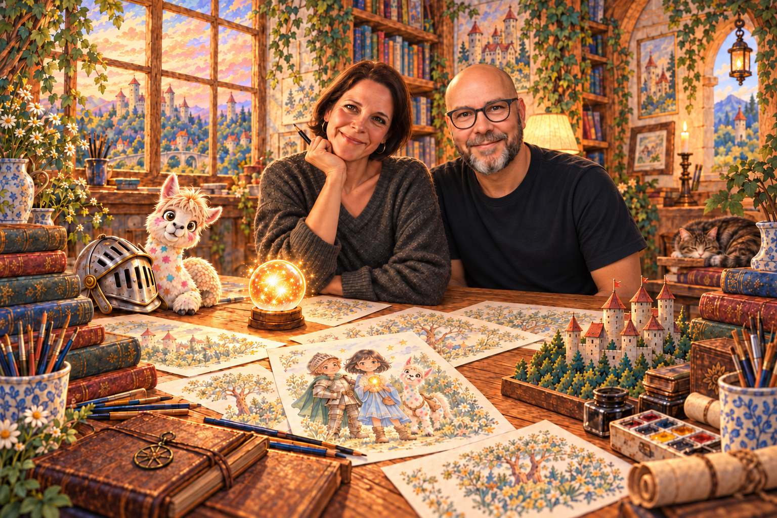 Nadja und Frank in ihrer fantasievollen Geschichtenwerkstatt